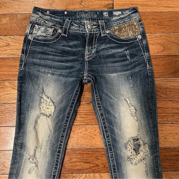 Miss Me Gold Embellished Skinny Style NO:JE8039CKR Size 28 - Picture 14 of 15